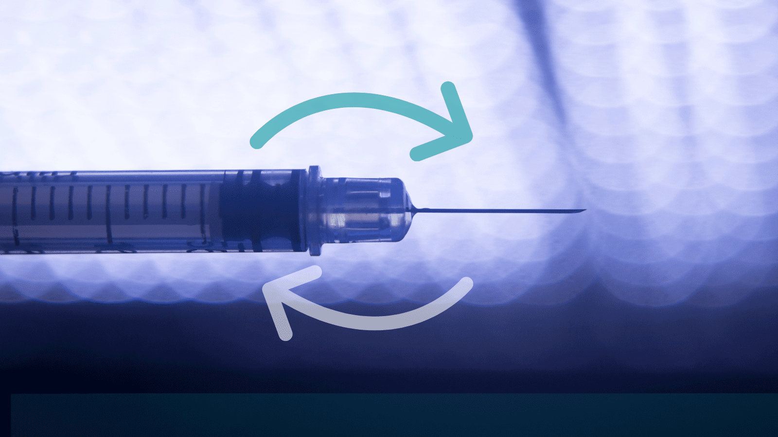 A needle held up to the lights, with a cycle graphic super-imposed over it.