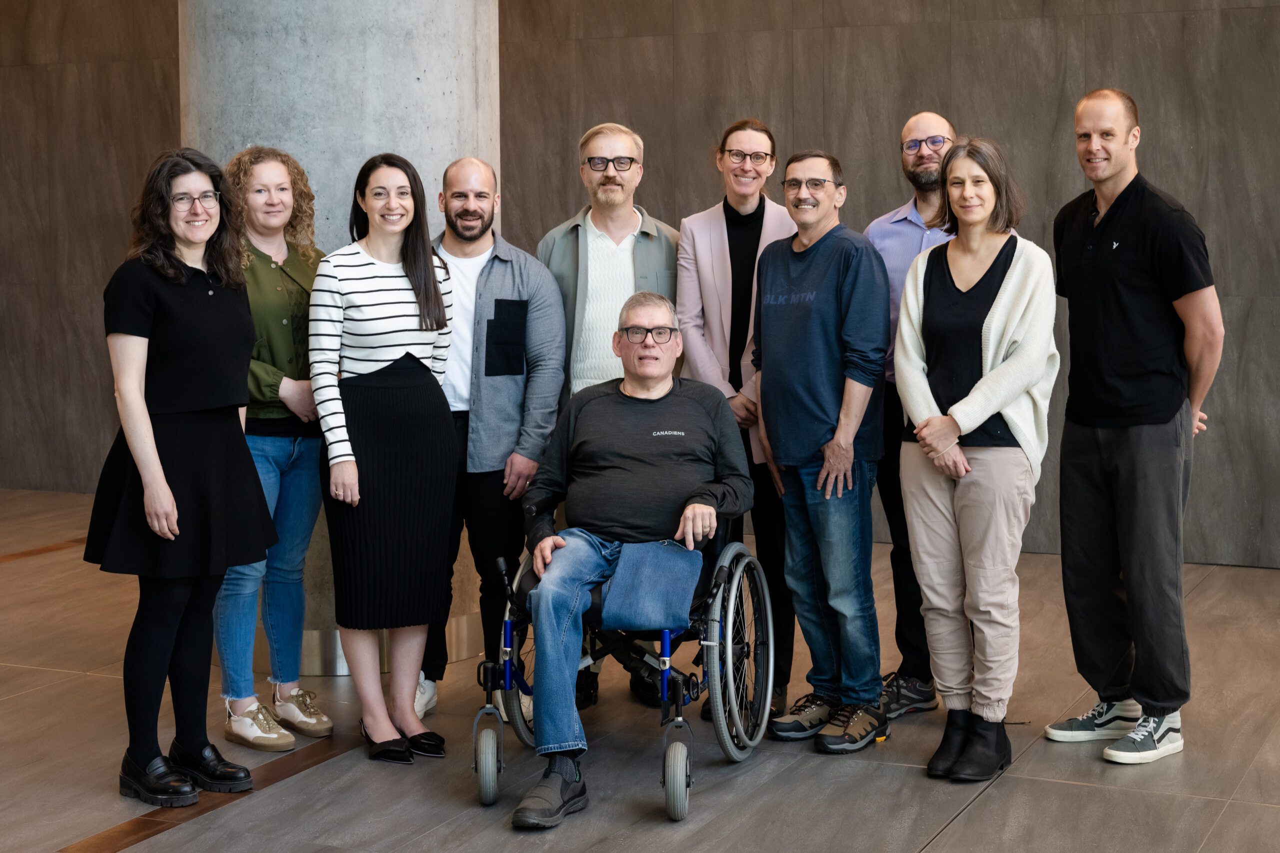 Members of the Quebec Regional Team and other researchers. From left to right;  Alexandra de Pokomandy, Carrie Martin, Nadine Kronfli, Sean Yaphe, Bertrand Lebouché, Guy-Henri Godin, Madeleine Durand, Sylvain Beaudry, Tanguy Hedrich, Annie Chamberland, and David Lessard